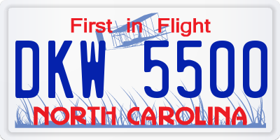 NC license plate DKW5500