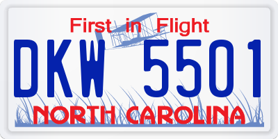NC license plate DKW5501