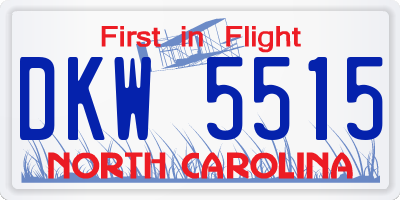 NC license plate DKW5515