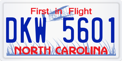 NC license plate DKW5601
