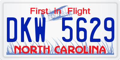 NC license plate DKW5629