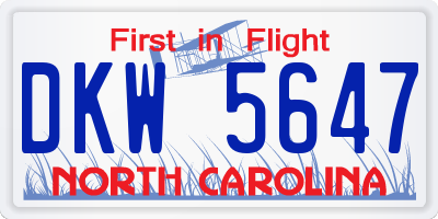 NC license plate DKW5647