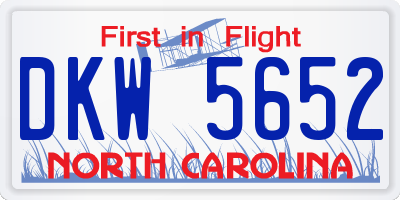 NC license plate DKW5652