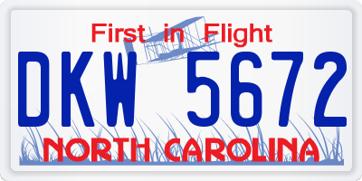 NC license plate DKW5672