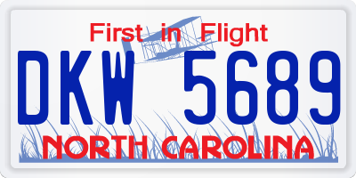 NC license plate DKW5689