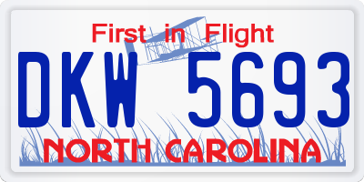 NC license plate DKW5693