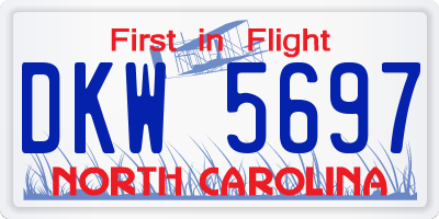 NC license plate DKW5697