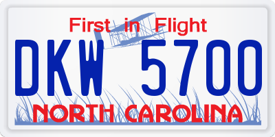 NC license plate DKW5700