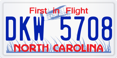 NC license plate DKW5708