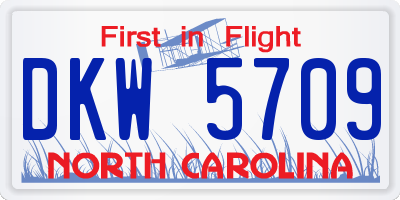 NC license plate DKW5709