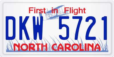 NC license plate DKW5721