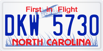 NC license plate DKW5730