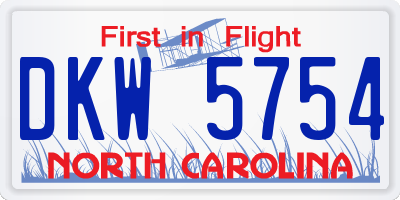 NC license plate DKW5754