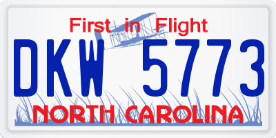 NC license plate DKW5773