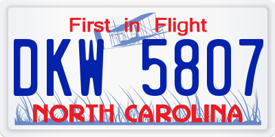 NC license plate DKW5807