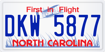 NC license plate DKW5877