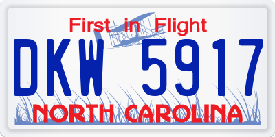 NC license plate DKW5917