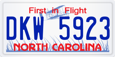 NC license plate DKW5923