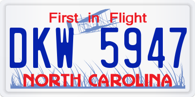 NC license plate DKW5947