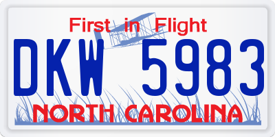 NC license plate DKW5983