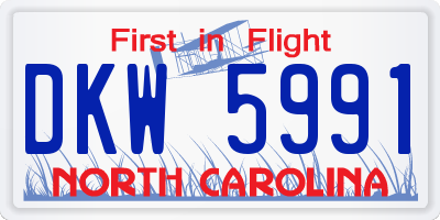 NC license plate DKW5991