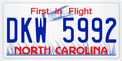 NC license plate DKW5992