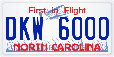 NC license plate DKW6000
