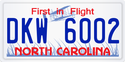 NC license plate DKW6002
