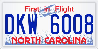 NC license plate DKW6008