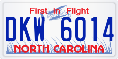 NC license plate DKW6014