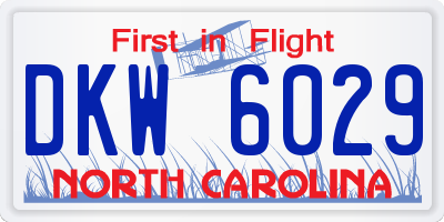 NC license plate DKW6029