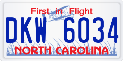 NC license plate DKW6034
