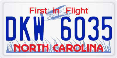 NC license plate DKW6035