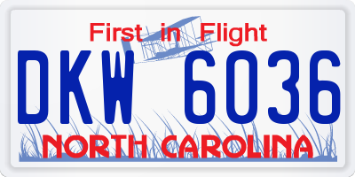 NC license plate DKW6036
