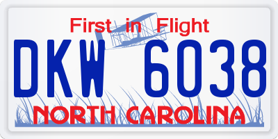 NC license plate DKW6038