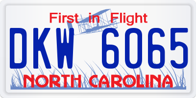 NC license plate DKW6065