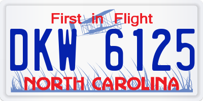 NC license plate DKW6125