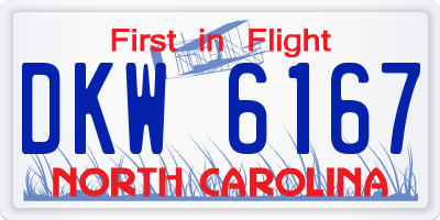 NC license plate DKW6167
