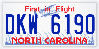 NC license plate DKW6190