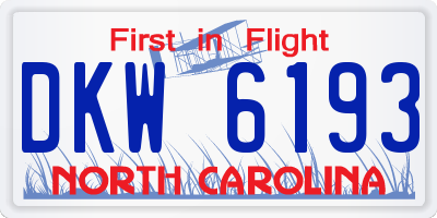 NC license plate DKW6193