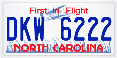 NC license plate DKW6222