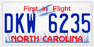 NC license plate DKW6235