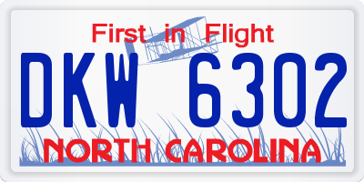 NC license plate DKW6302