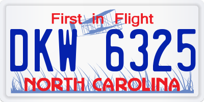 NC license plate DKW6325