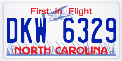 NC license plate DKW6329