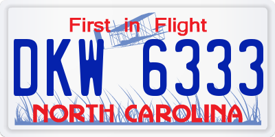NC license plate DKW6333