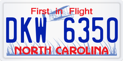 NC license plate DKW6350