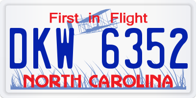 NC license plate DKW6352