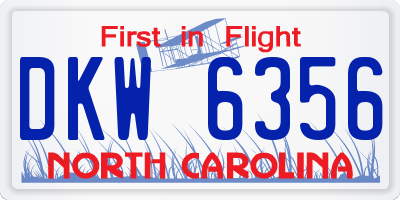 NC license plate DKW6356