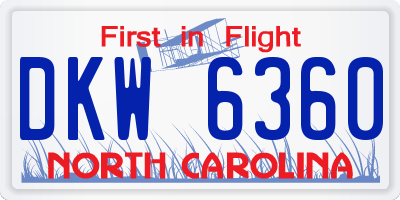 NC license plate DKW6360